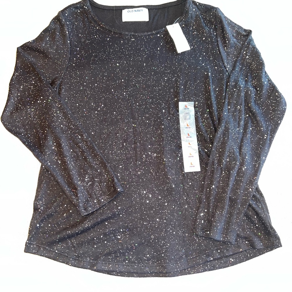 Old‎ Navy Black Sparkle Top | Juniors Size 10-12 | NWT